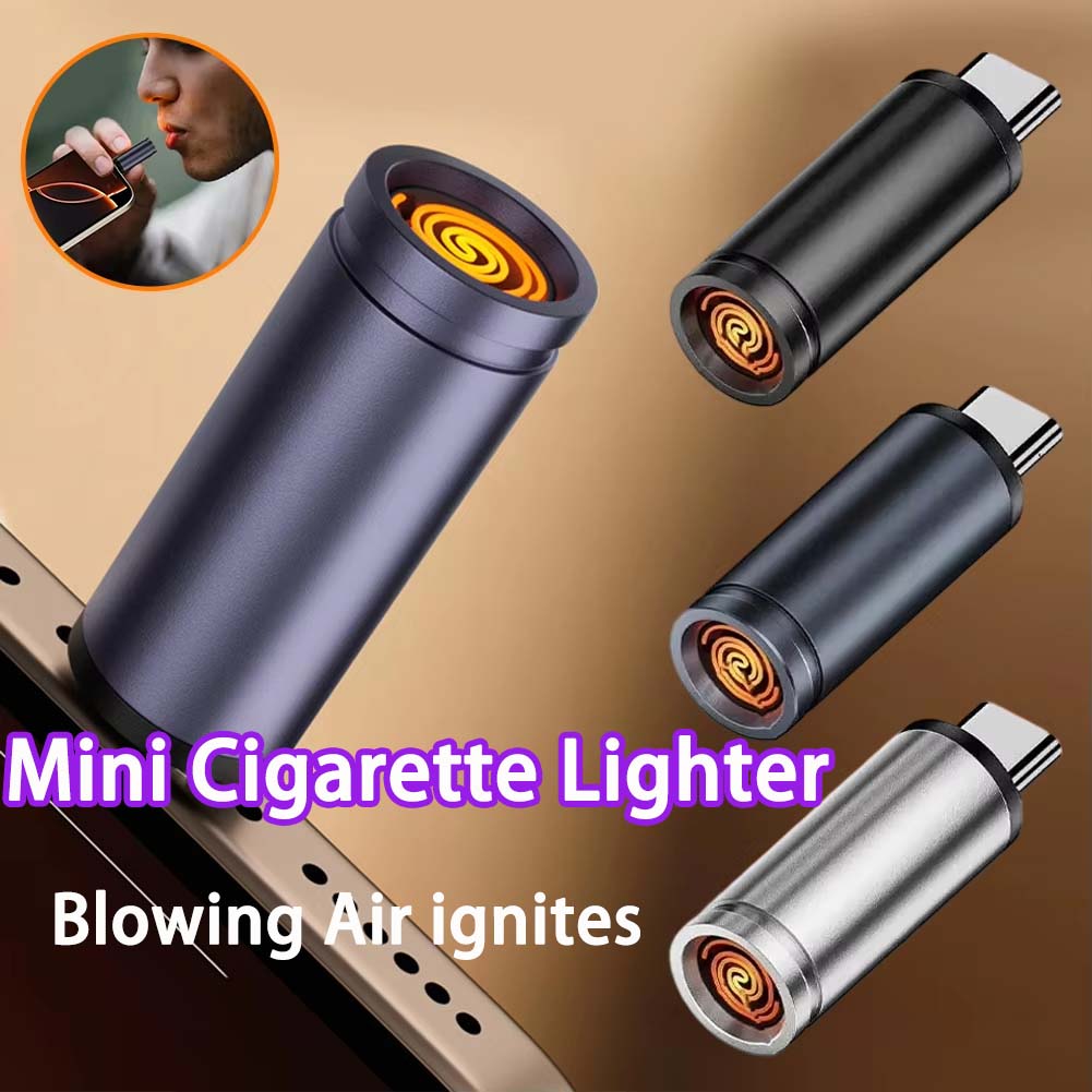 Lighter Windproof - Mini Typ-C Handy-Feuerzeug mit Luftblasfunktion, Tragbares