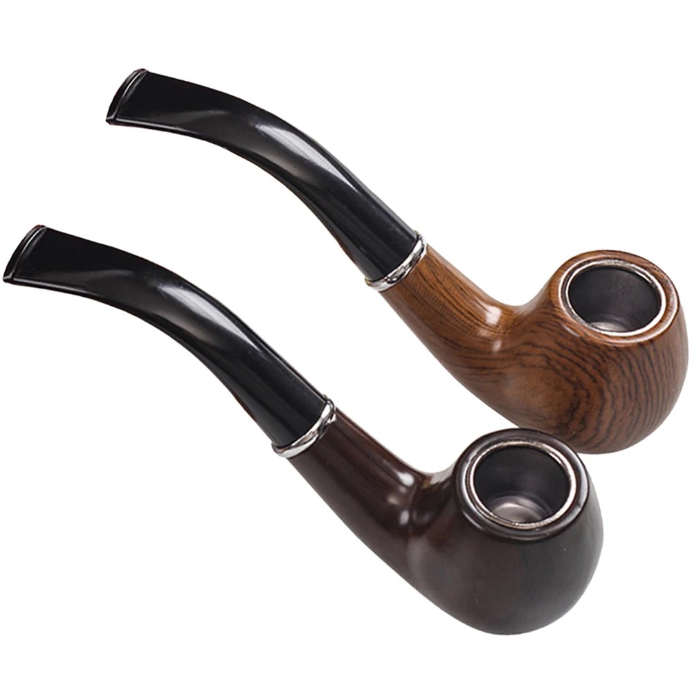 Men Accessories Gadgets - Retro Harz Ebenholz Rauchen Rohr Gebogene