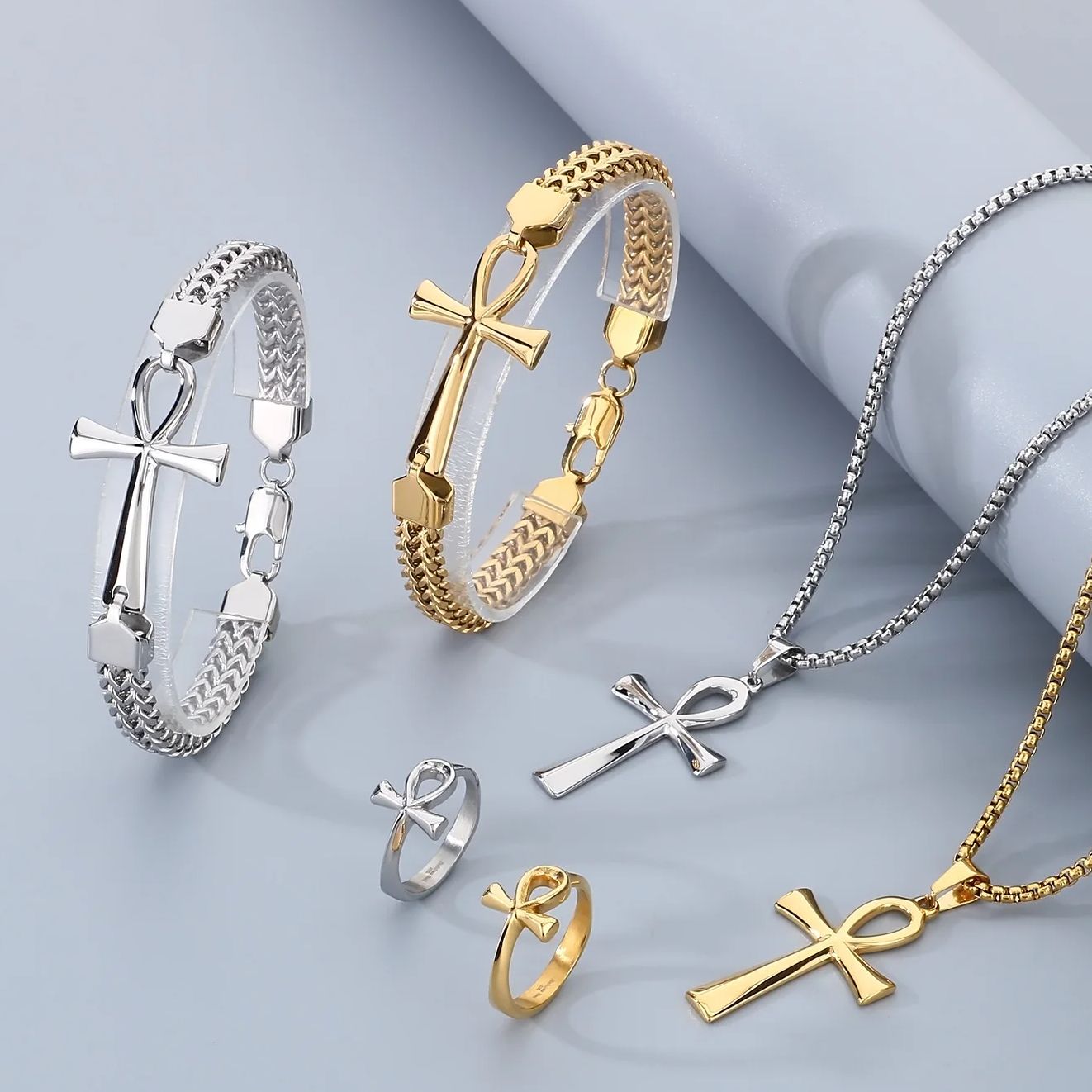 Men'S Accessories Jewelry Egypt - Haoyi Edelstahl Ägypten Cruz Ring für