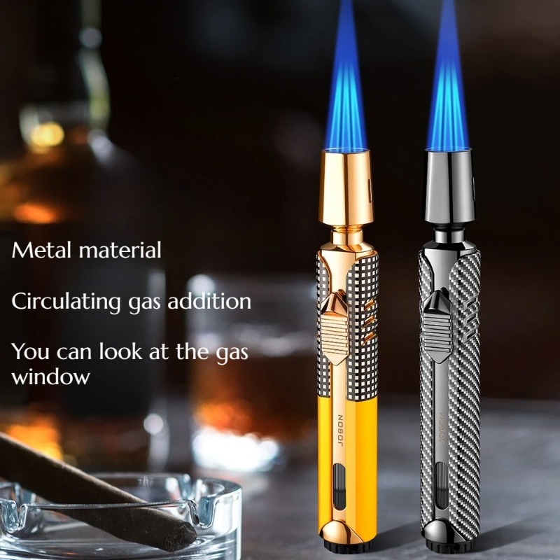 Lighter Windproof - JOBON Metall 3-Flammen Windfestes Jet-Blauflammen-Butangas-Feuerzeug mit