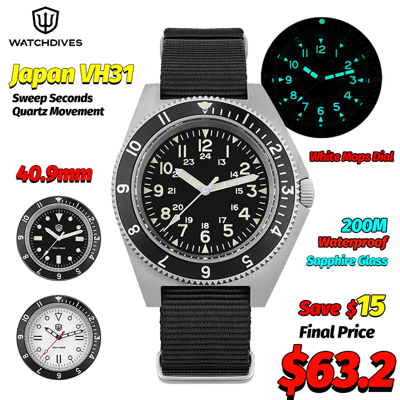 Men Accessories Jewellery - Watchdives WD1972 Quarzuhr, Saphir, leuchtende Herrenuhren,