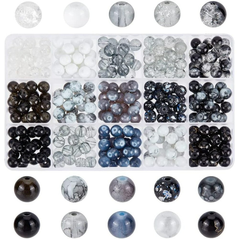 Men Accessories Jewellery - 300 Stück 8 mm schwarze Glasperlen,