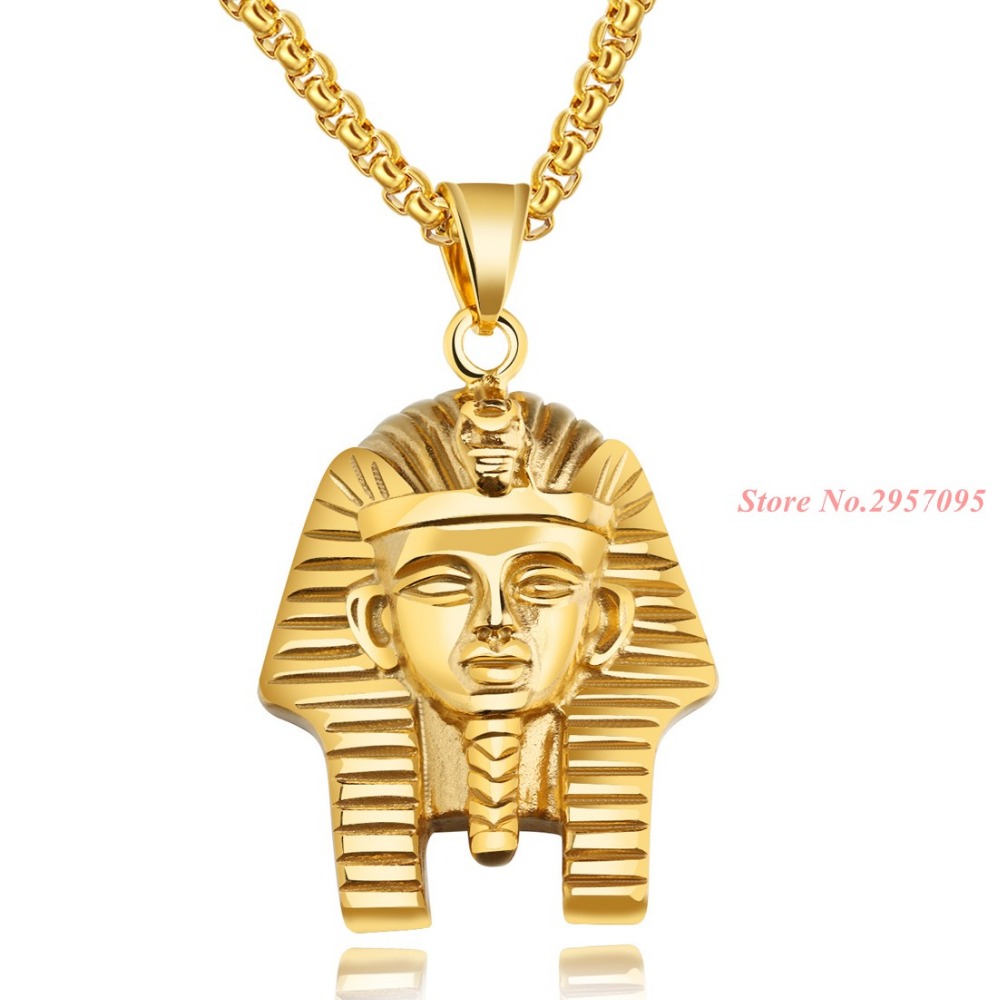 Men'S Accessories Jewelry Egypt - Ägyptischen Pharaos Vintage Anhänger Edelstahl Gold