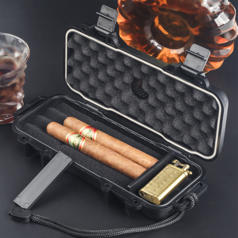 Men Accessories Gadgets - Tragbarer Zigarren-Humidor mit Luftbefeuchter, wasserdichte ABS-Reiseetui-Box